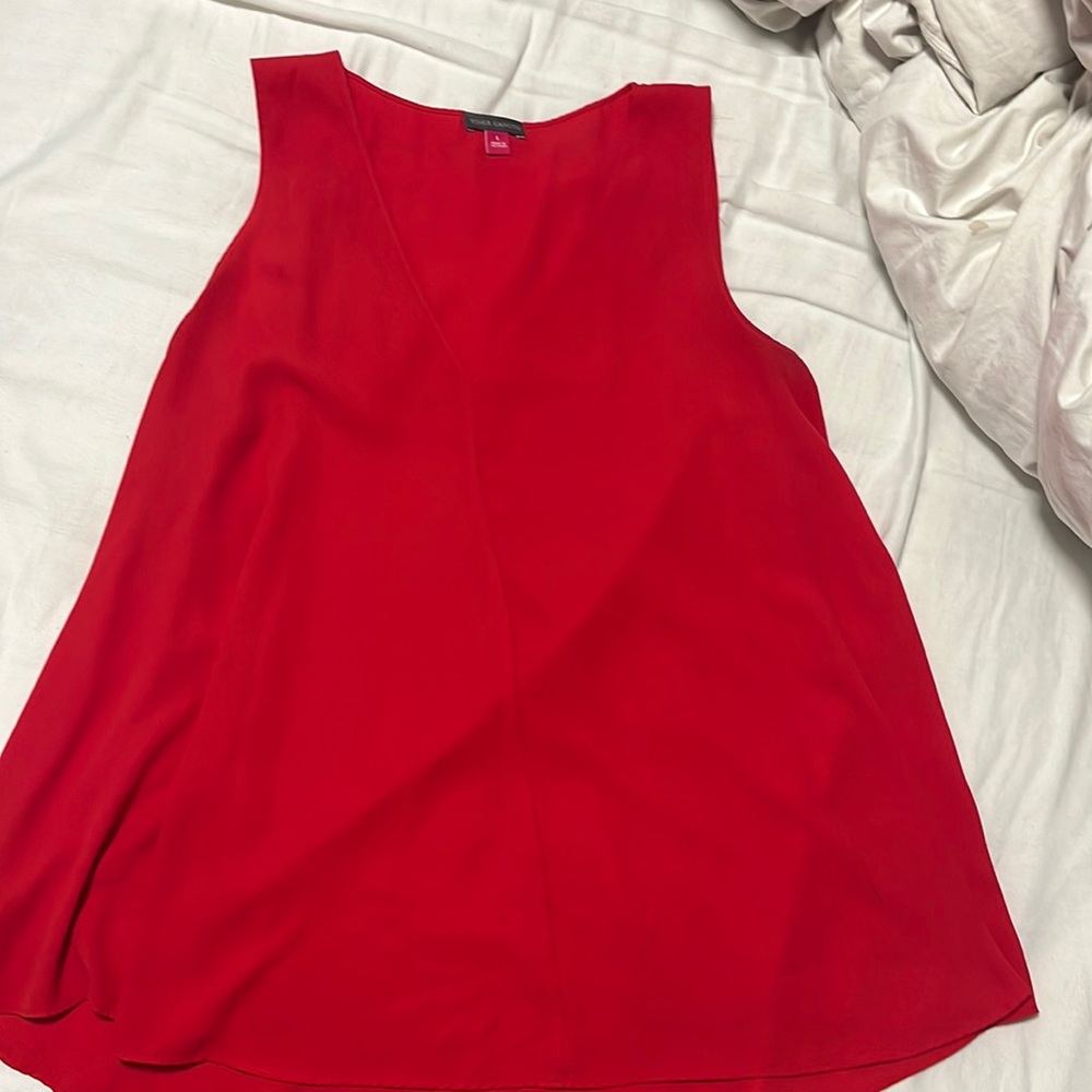 Vince Camuto Sleeveless V-Neck Red Blouse